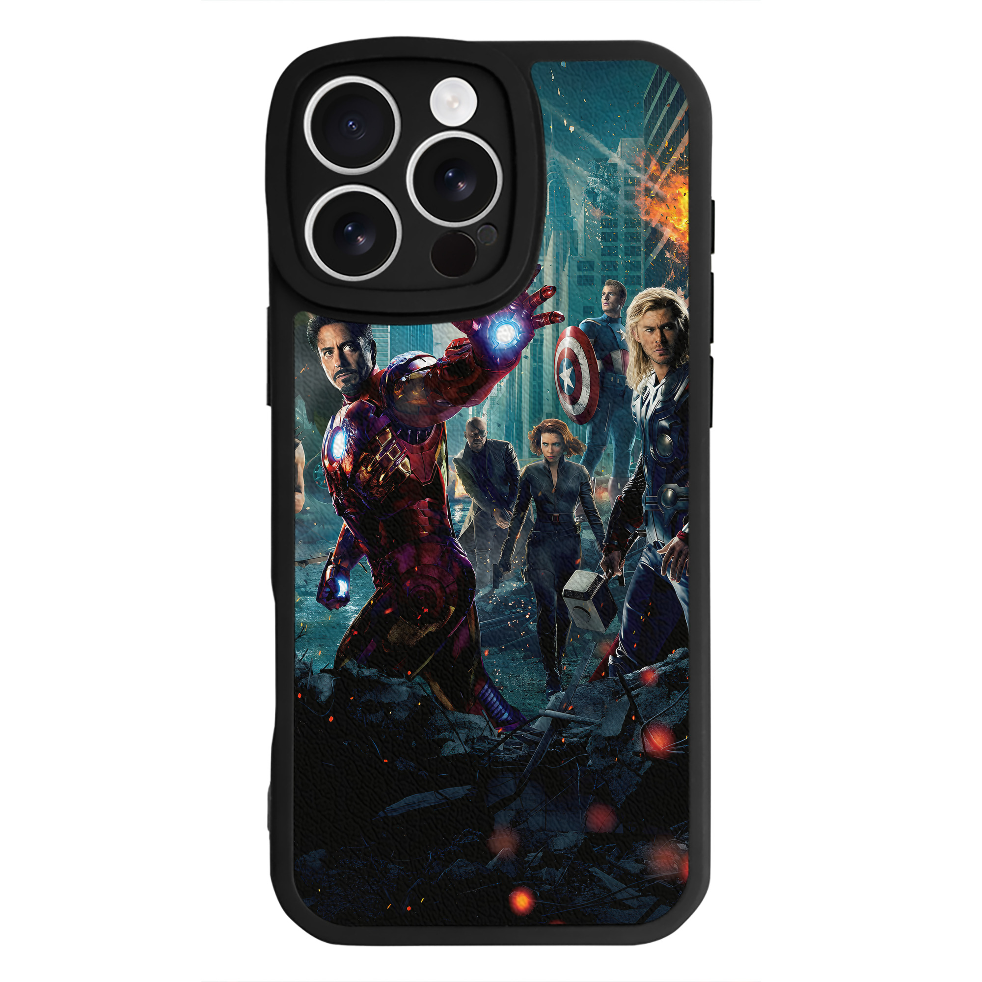 （画像用） アベンジャーズ The Avengers 【iPhone 16シリーズ対応】シリコンスマホケース（レザー調） 材質：シリコン